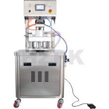 HZPK semi-automatic 4 heads glass plastic metal jar bottle cans vacuum capping sealing machine